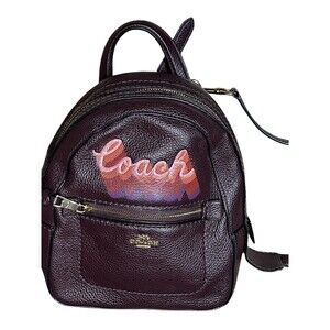 Coach Andi Mini Backpack Burgundy With Pink Glitter Spell Out